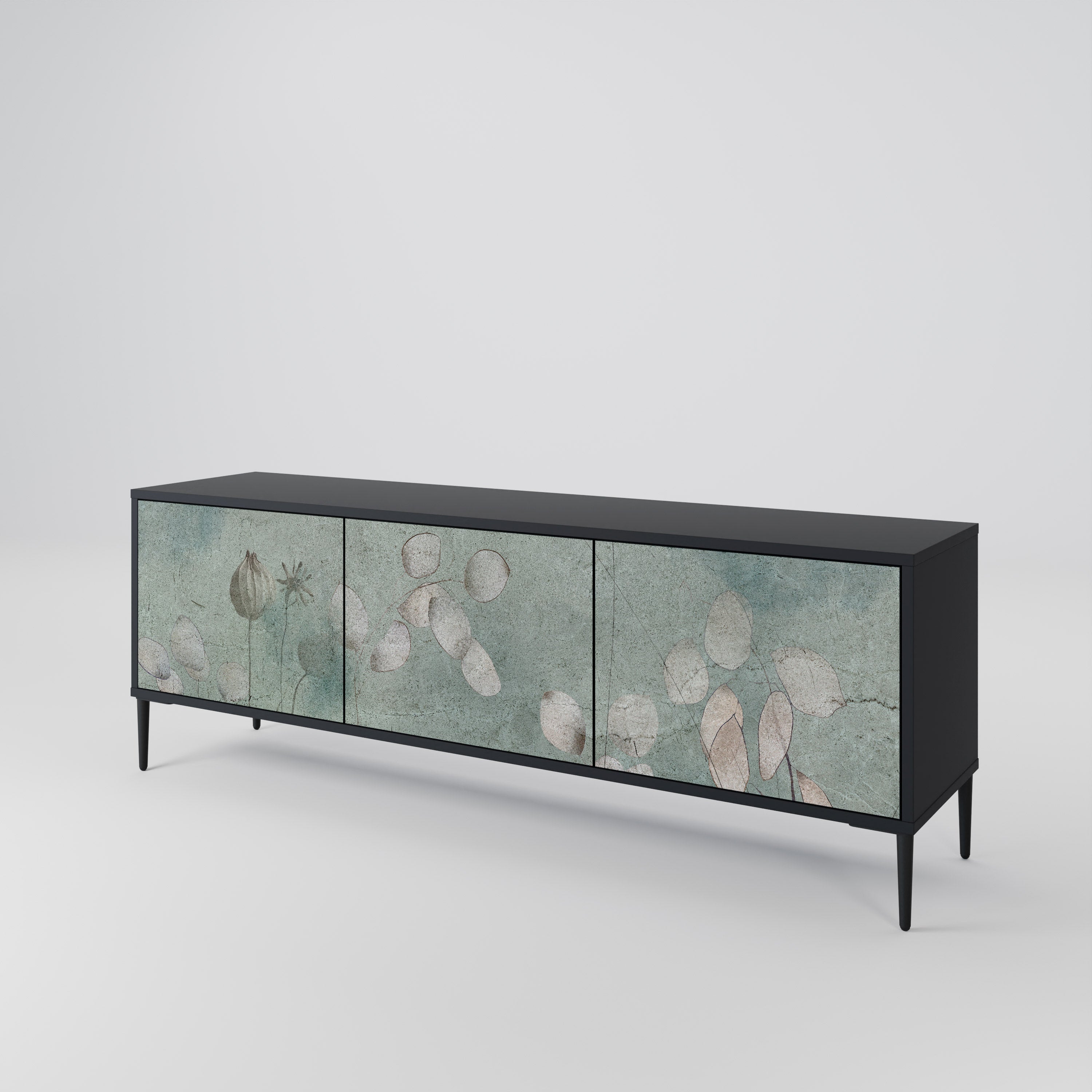 NIGHT LADY 3-Door TV Stand in Black Finish