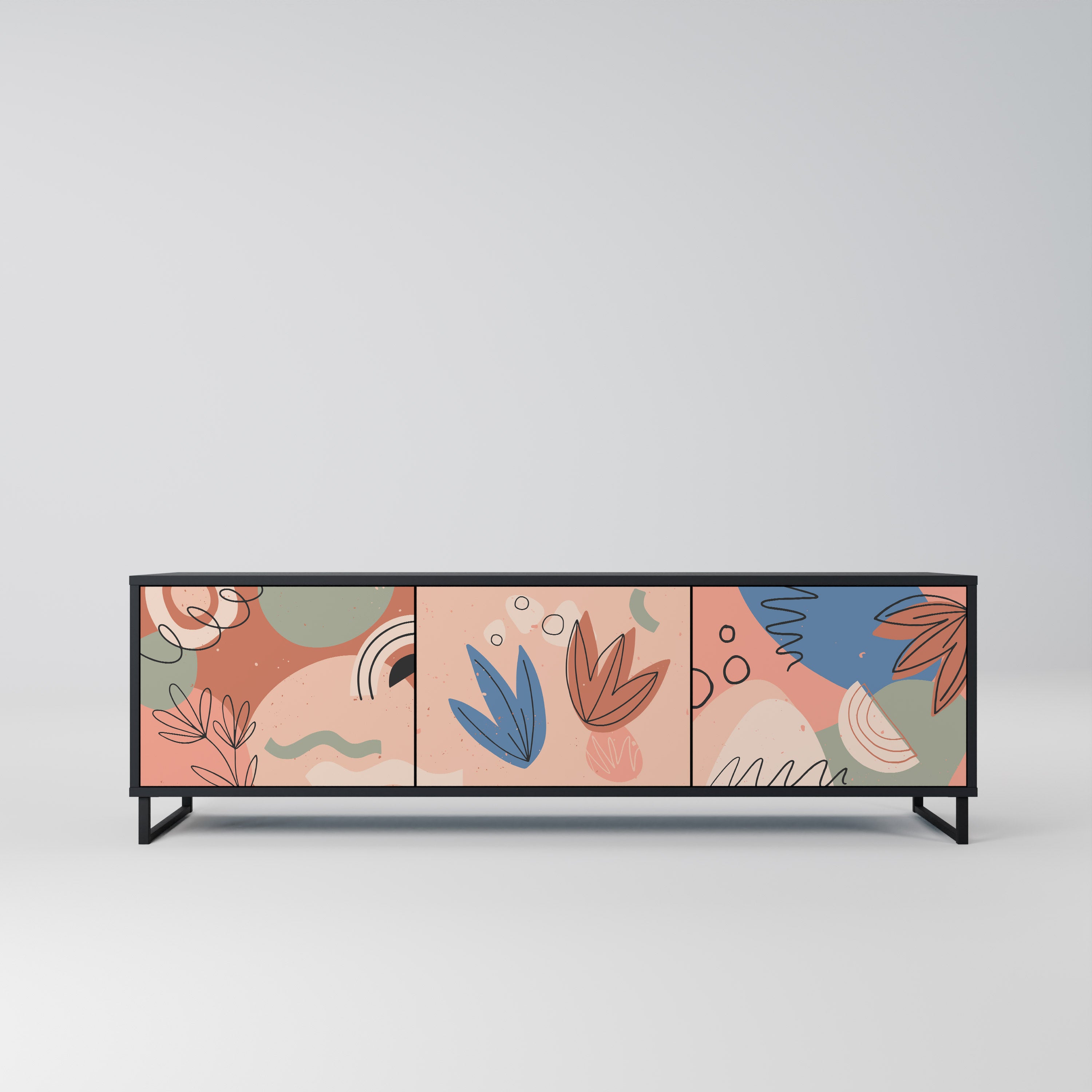 PASTEL DESTINY 3-Door TV Stand in Black Finish
