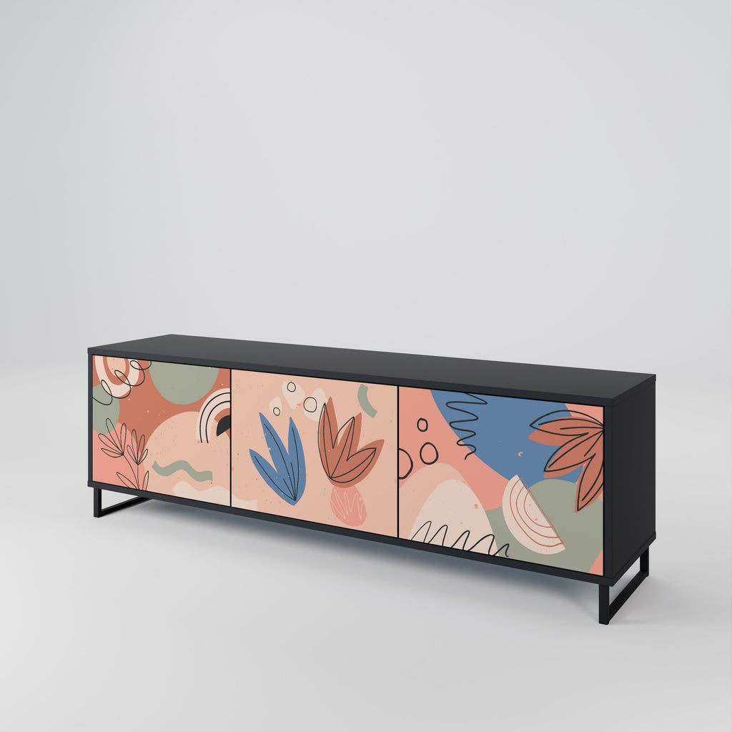 PASTEL DESTINY 3-Door TV Stand in Black Finish