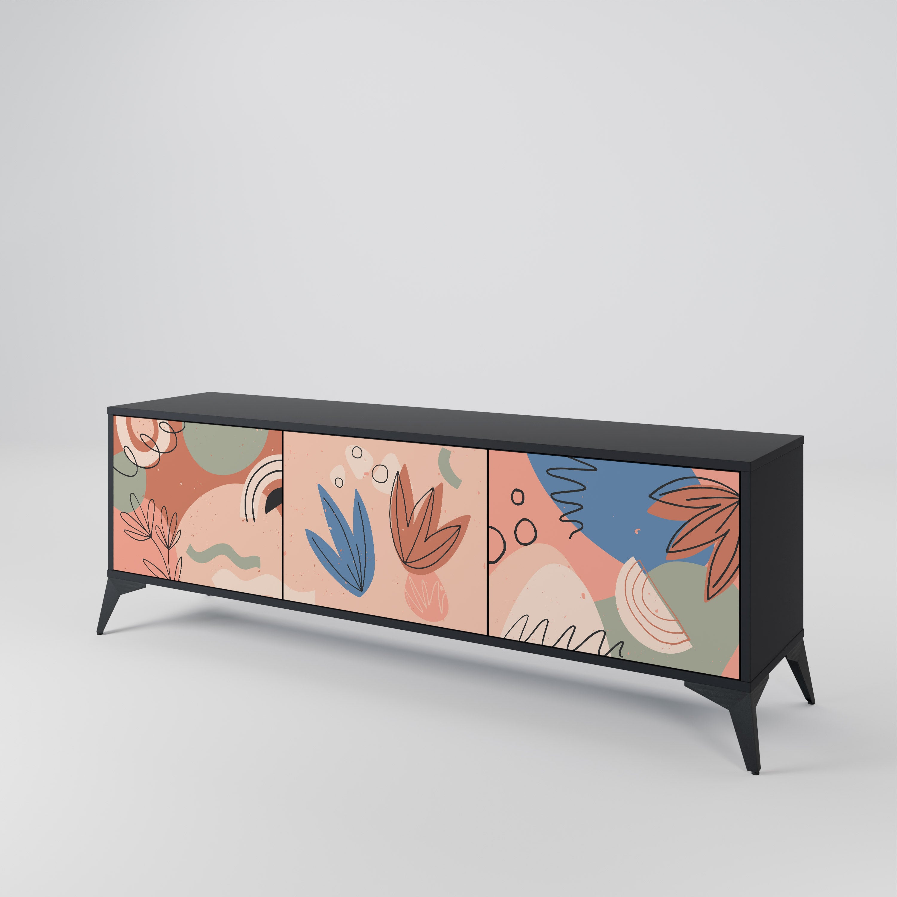 PASTEL DESTINY 3-Door TV Stand in Black Finish