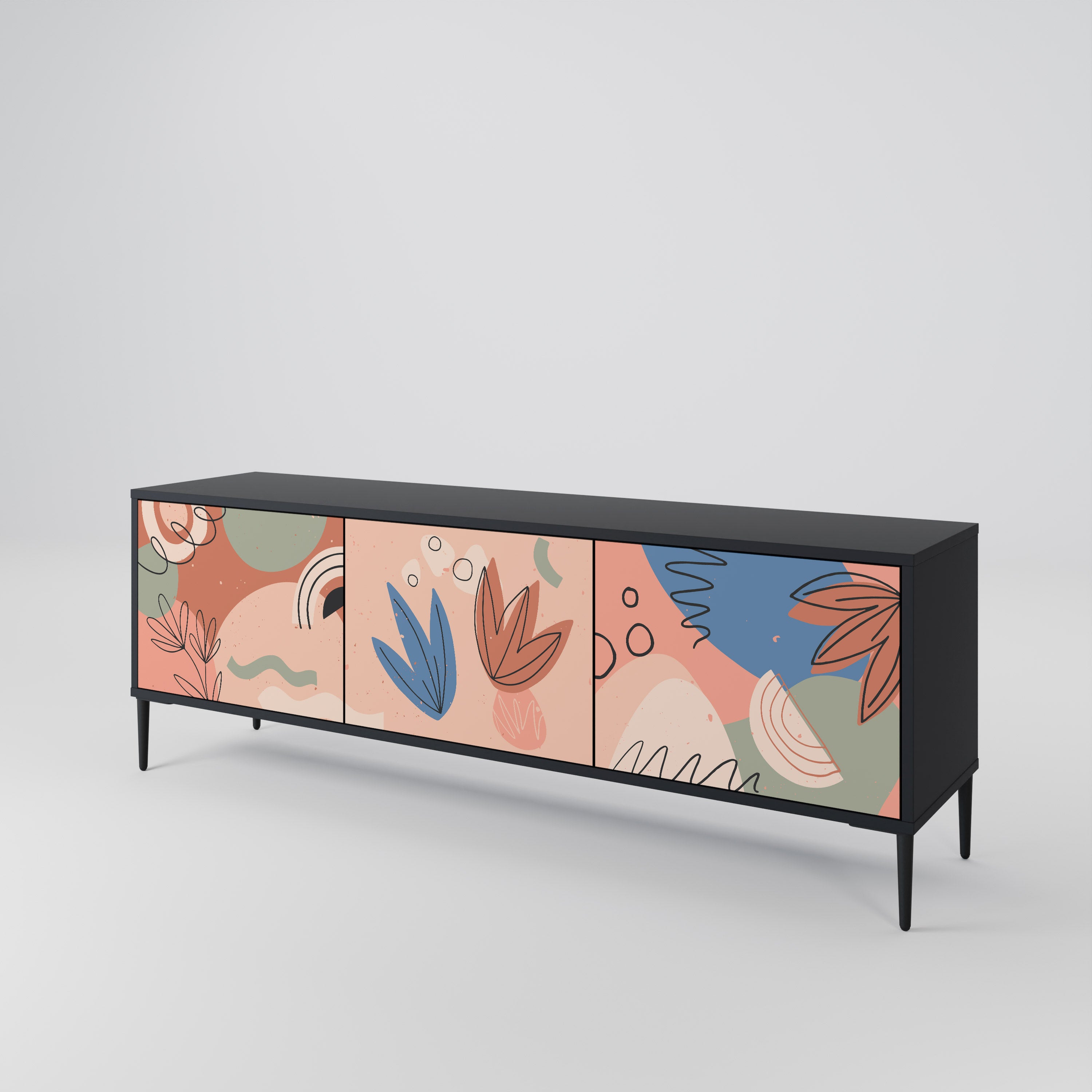 PASTEL DESTINY 3-Door TV Stand in Black Finish