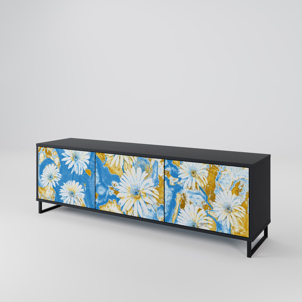 DAISY LUXE 3-Door TV Stand in Black Finish