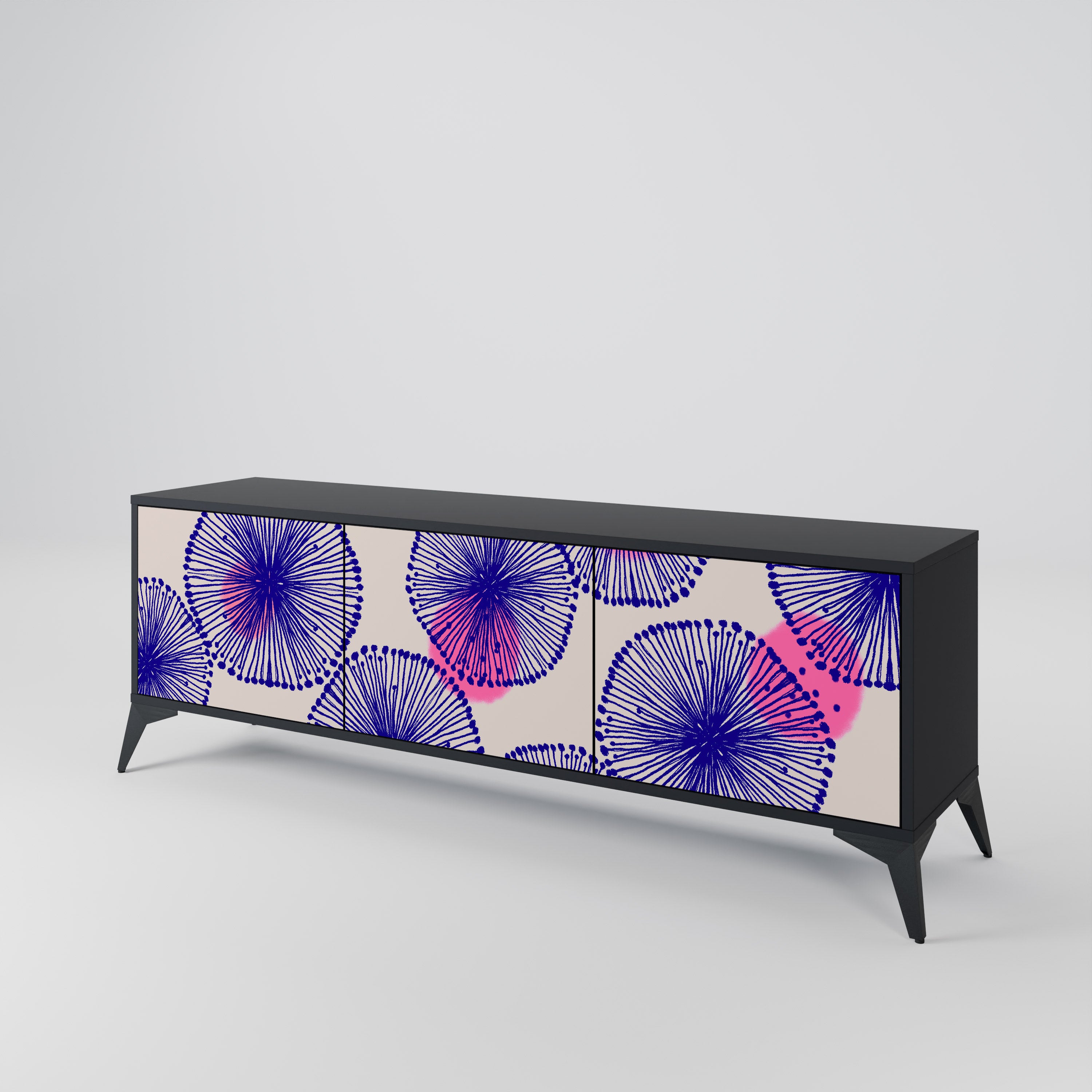 MAGIC NATURE 3-Door TV Stand in Black Finish