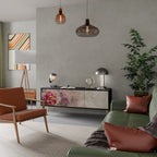 PEONY WHISPER 3-Door TV Stand in Black Finish