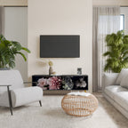 PURE BLOSSOM 3-Door TV Stand in Black Finish