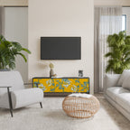 YELLOW CHINOISERIE Mueble de TV de 3 Puertas en Acabado Negro