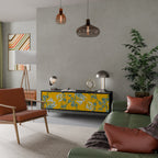 YELLOW CHINOISERIE Mueble de TV de 3 Puertas en Acabado Negro