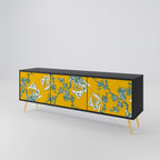 YELLOW CHINOISERIE Mueble de TV de 3 Puertas en Acabado Negro