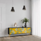 YELLOW CHINOISERIE Mueble de TV de 3 Puertas en Acabado Negro