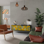 YELLOW CHINOISERIE Mueble de TV de 3 Puertas en Acabado Negro