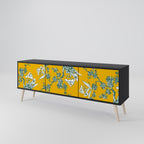 YELLOW CHINOISERIE Mueble de TV de 3 Puertas en Acabado Negro