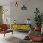 YELLOW CHINOISERIE Mueble de TV de 3 Puertas en Acabado Negro