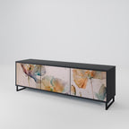 SOFTEN POPPY 3-Door TV Stand in Black Finish