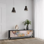 SOFTEN POPPY 3-Door TV Stand in Black Finish