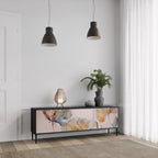 SOFTEN POPPY 3-Door TV Stand in Black Finish