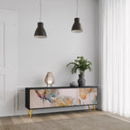 SOFTEN POPPY 3-Door TV Stand in Black Finish