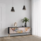 SOFTEN POPPY 3-Door TV Stand in Black Finish