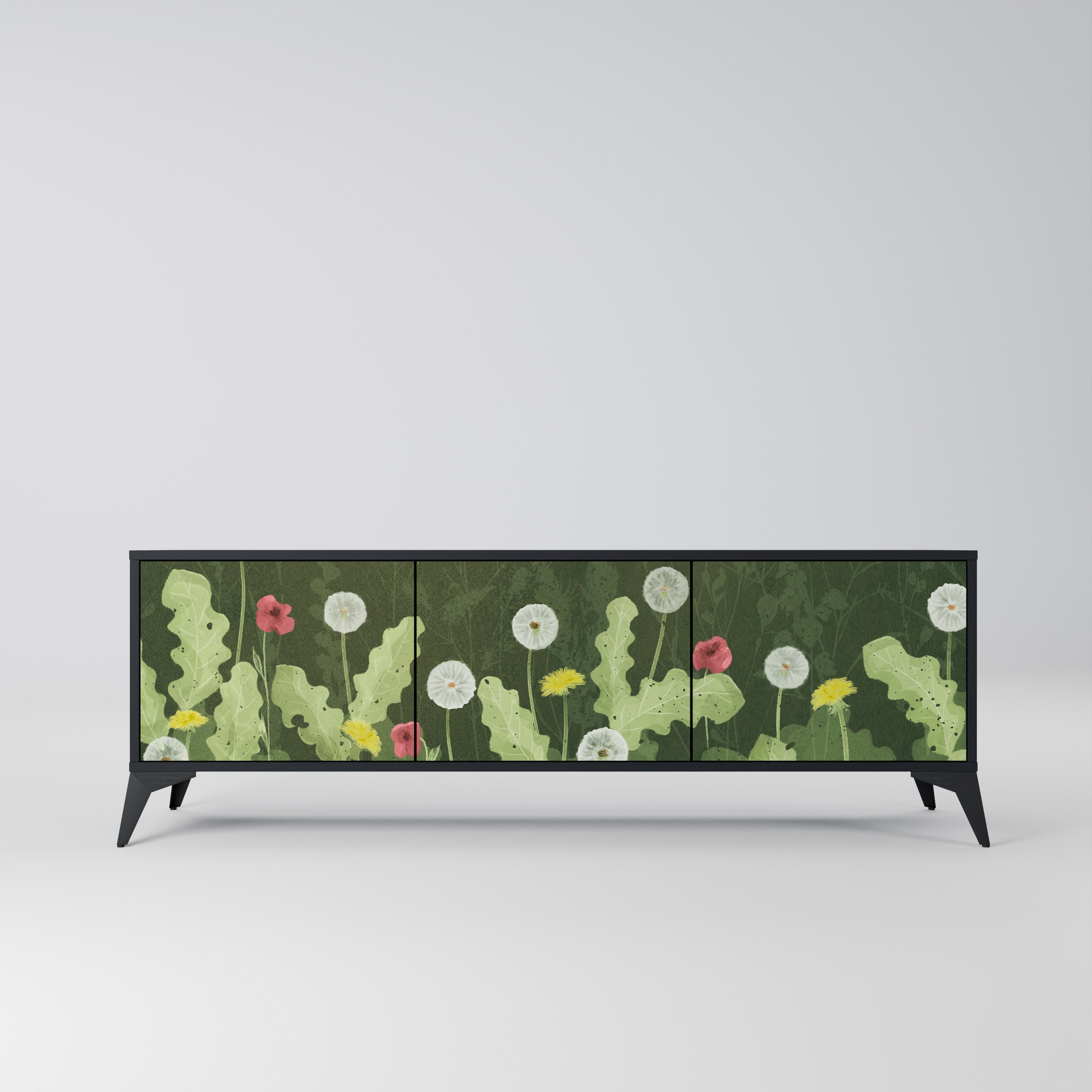 DANDELION AMUSE 3-Door TV Stand in Black Finish