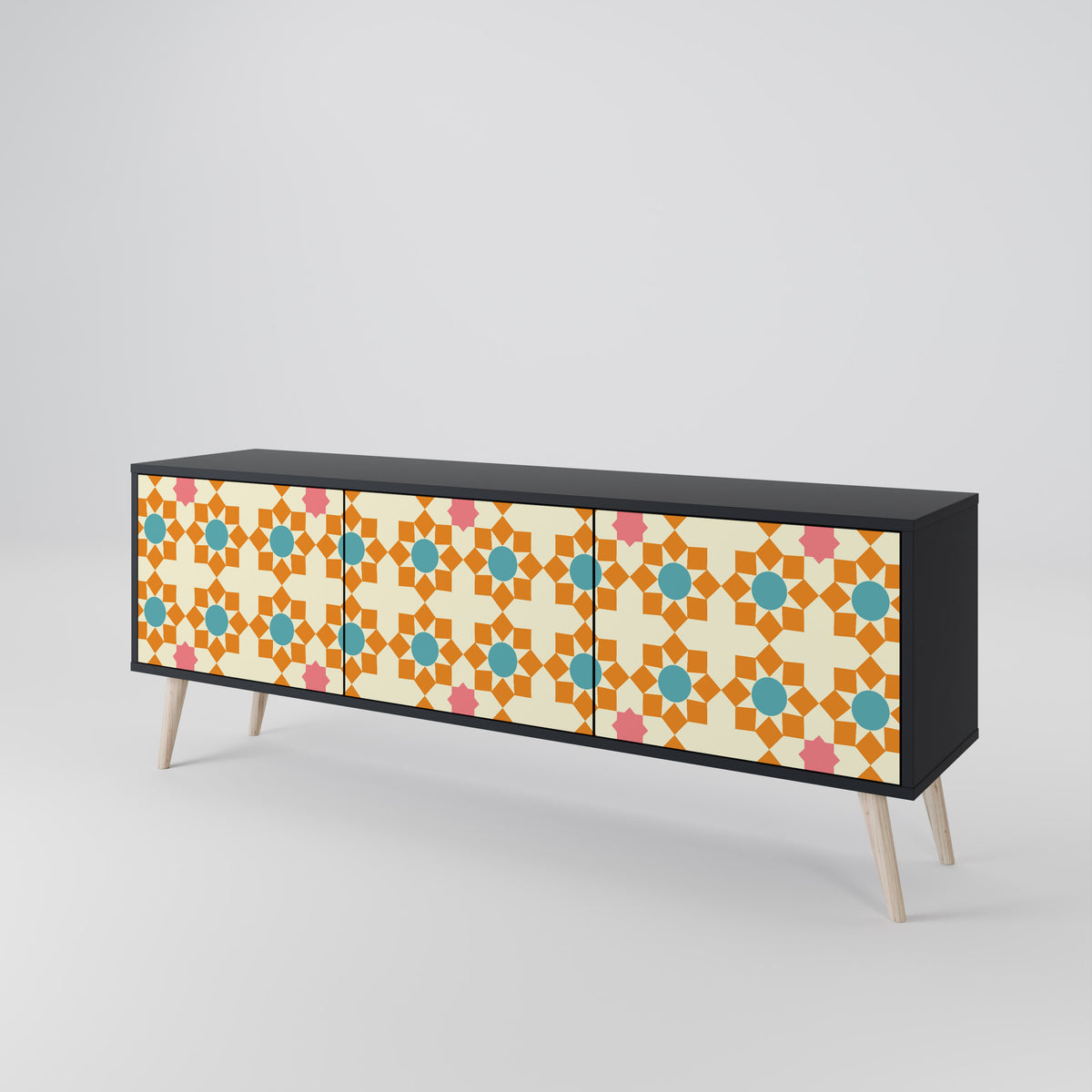 FLORAL DECOR 3-Door TV Cabinet