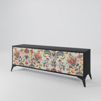 ORGANIC FOLKLORE Mueble de TV de 3 Puertas en Acabado Negro