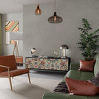 ORGANIC FOLKLORE Mueble de TV de 3 Puertas en Acabado Negro