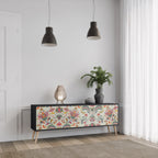 ORGANIC FOLKLORE Mueble de TV de 3 Puertas en Acabado Negro