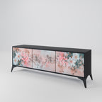 CHERRY BLOSSOM 3-Door TV Stand in Black Finish
