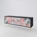 CHERRY BLOSSOM 3-Door TV Stand in Black Finish