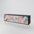 CHERRY BLOSSOM 3-Door TV Stand in Black Finish