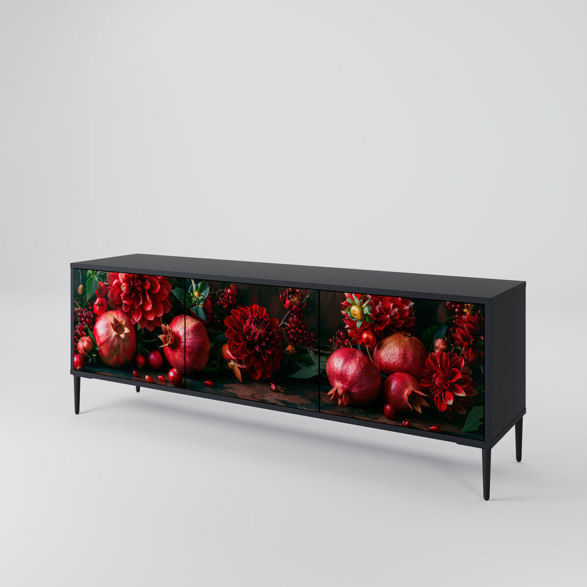 DAHLIAS AND POMEGRANATES Mueble de TV de 3 Puertas