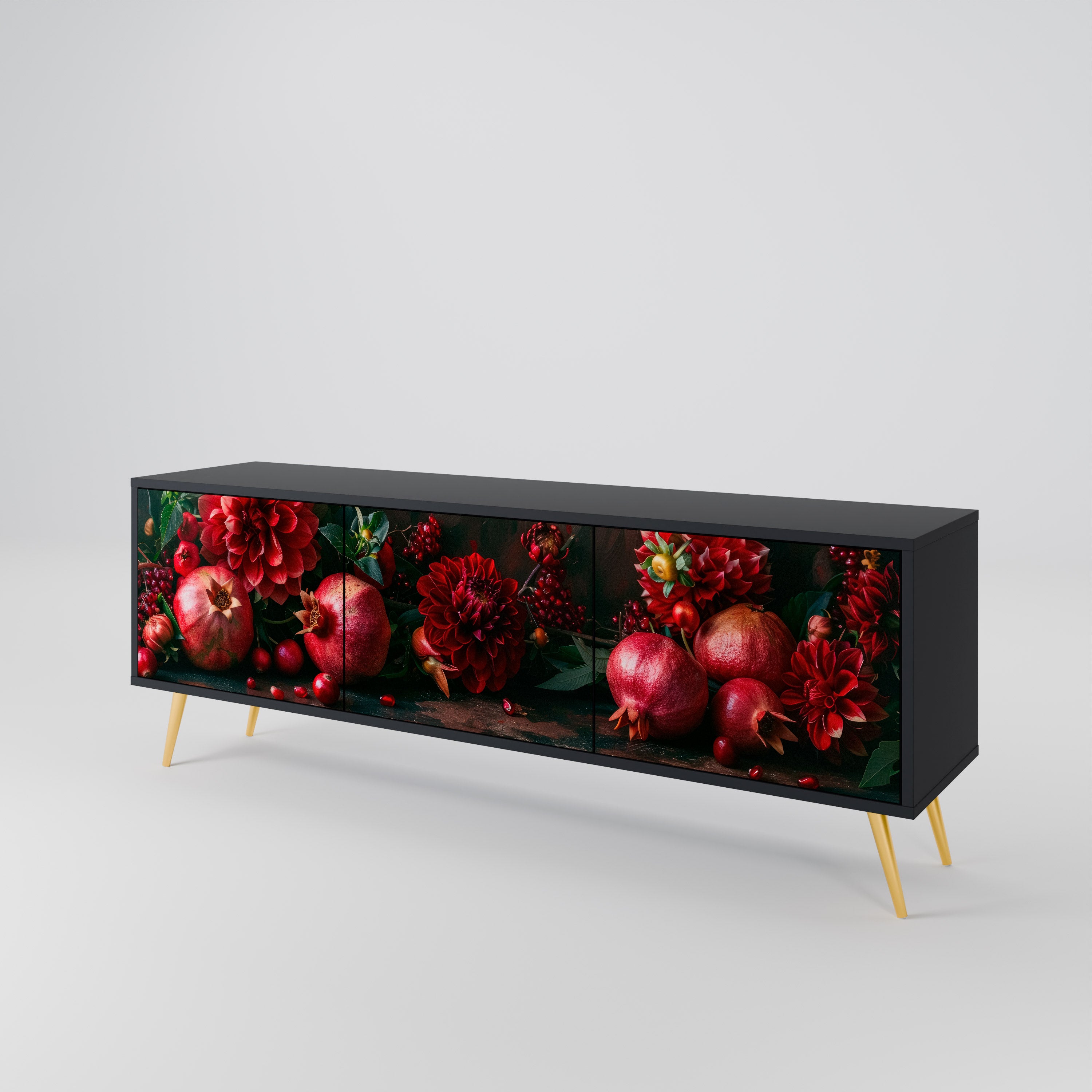 DAHLIAS AND POMEGRANATES Mueble de TV de 3 Puertas