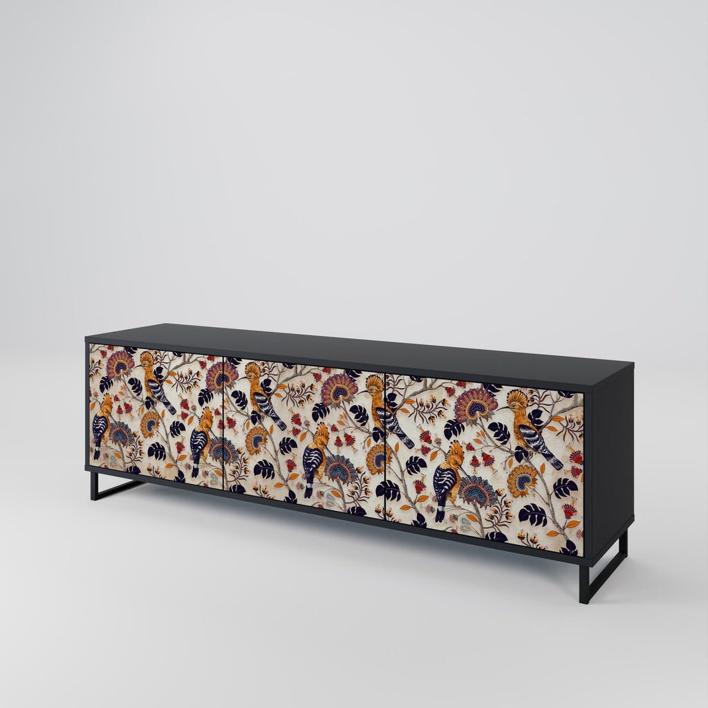 EMINENT HOOPOE 3-Door TV Stand in Black Finish