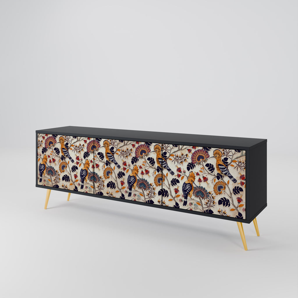 EMINENT HOOPOE 3-Door TV Stand in Black Finish