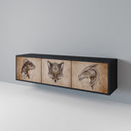 STEAMPUNK CLAN 3-Door TV Stand in Black Finish