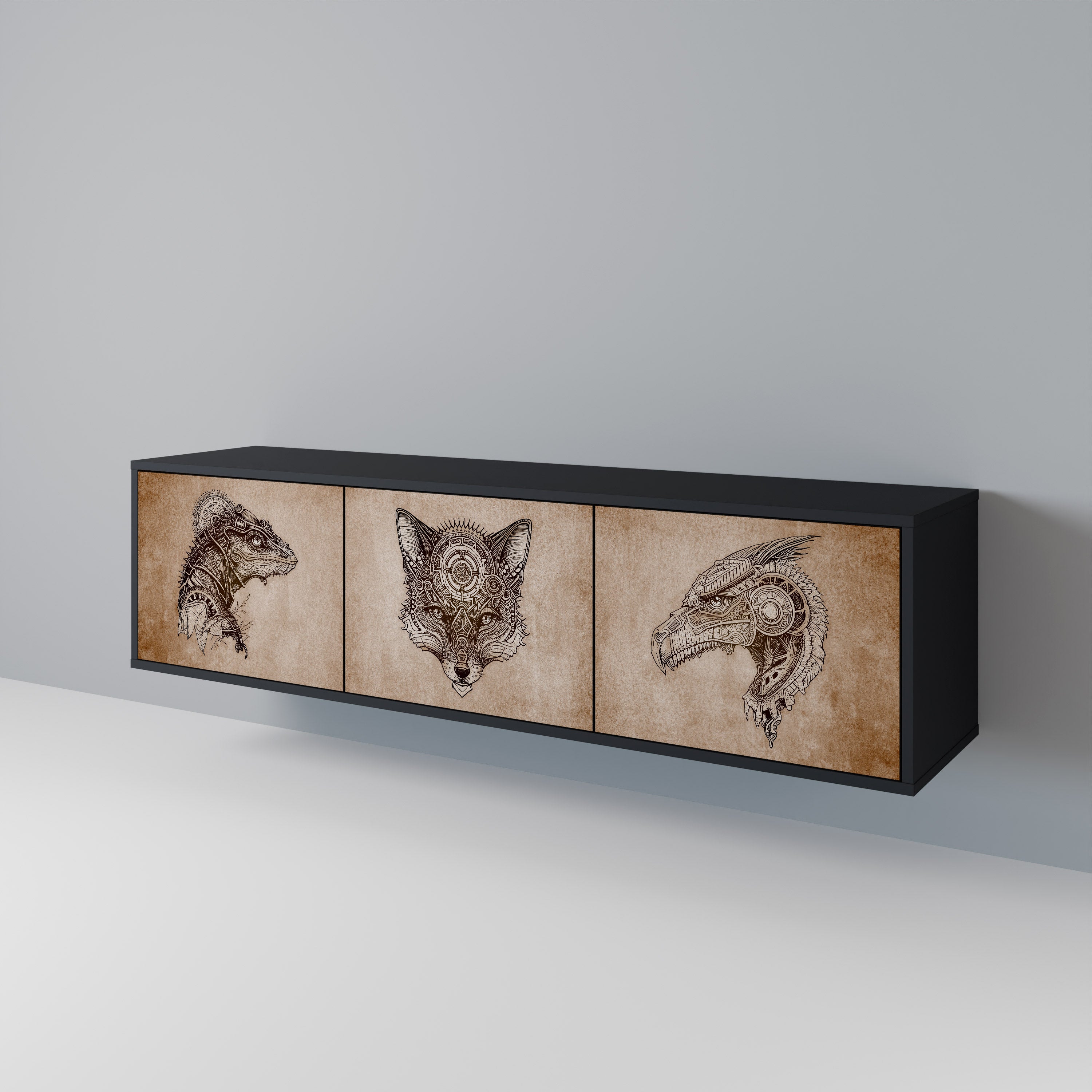 STEAMPUNK CLAN Mueble de TV de 3 Puertas