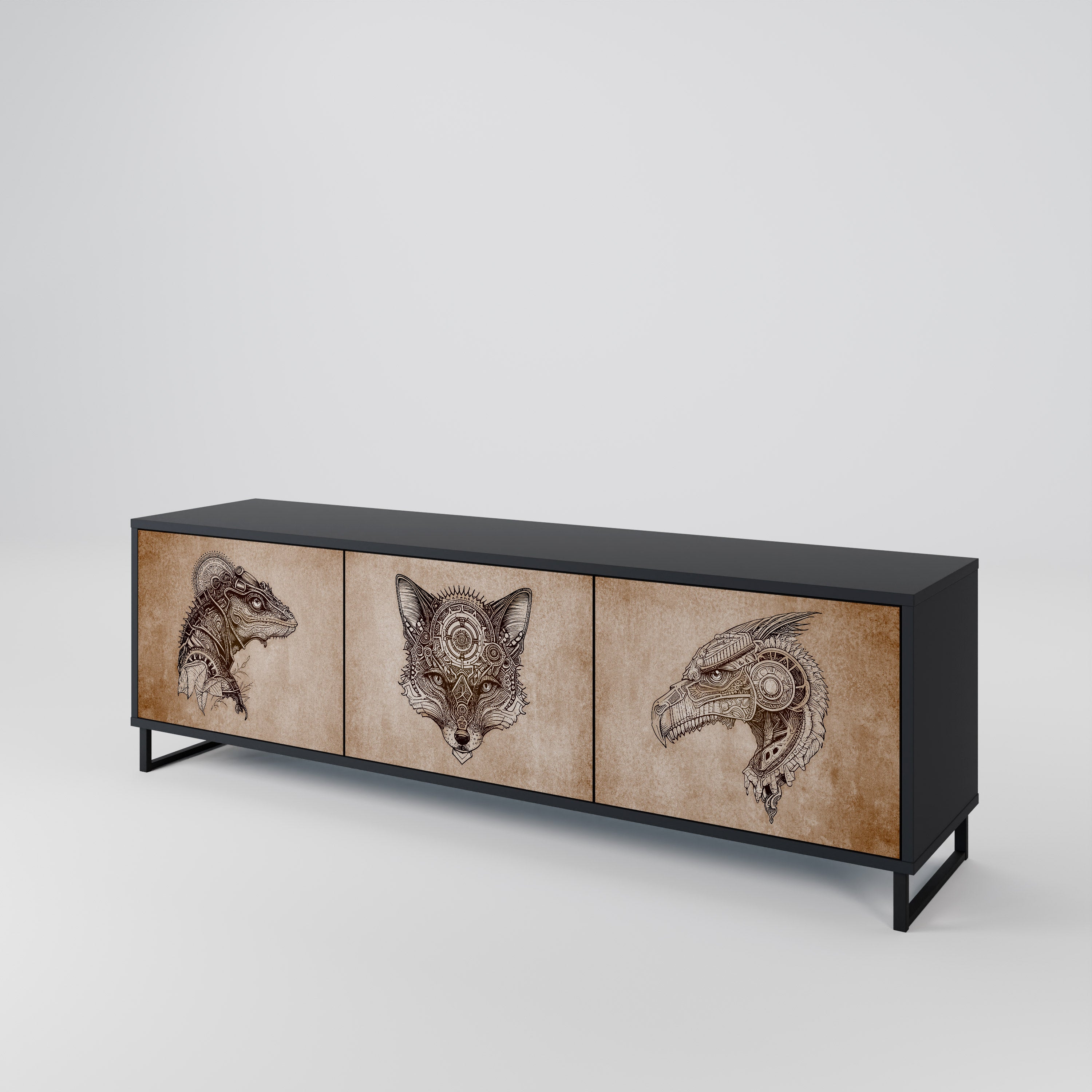 STEAMPUNK CLAN Mueble de TV de 3 Puertas