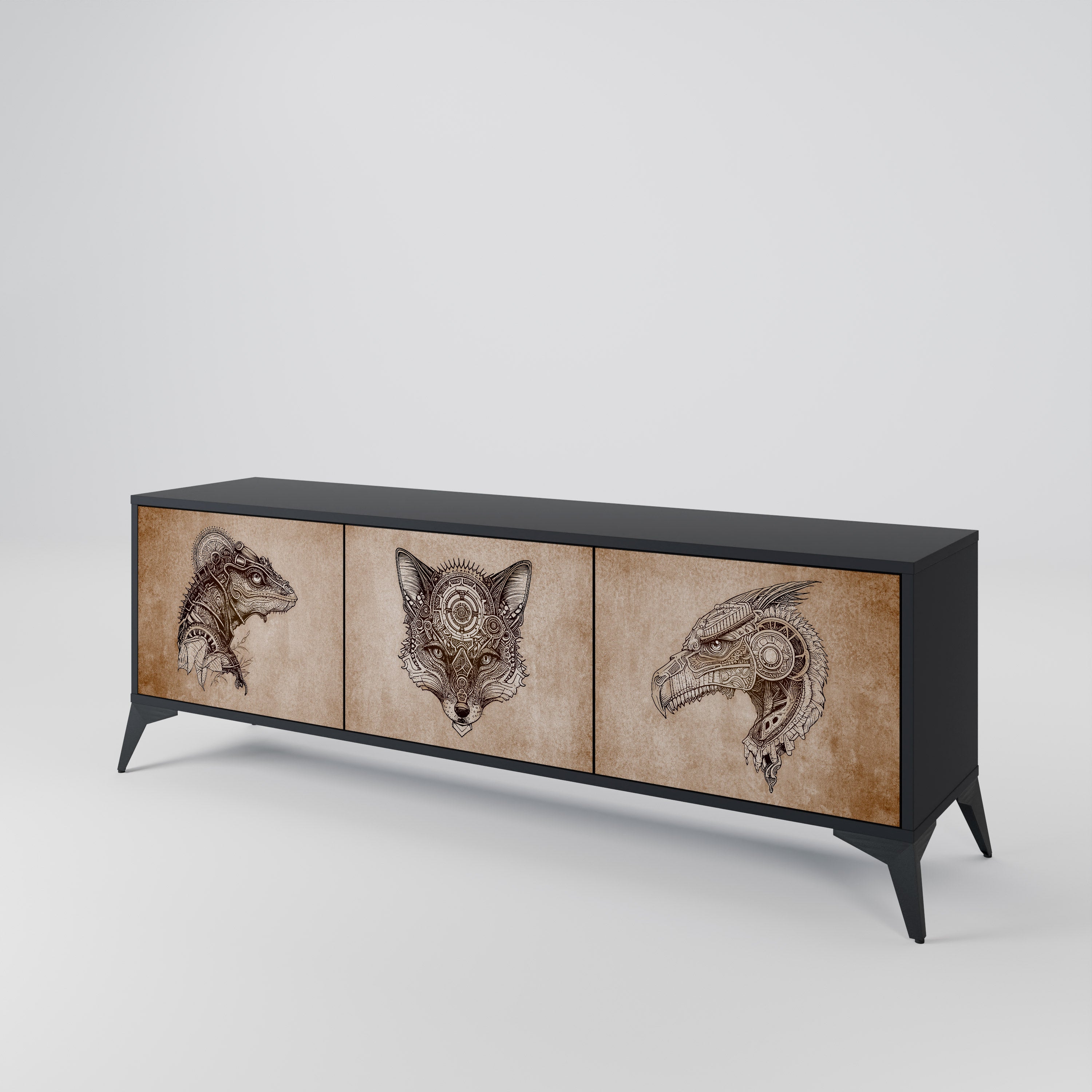 STEAMPUNK CLAN Mueble de TV de 3 Puertas