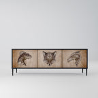 STEAMPUNK CLAN 3-Door TV Stand in Black Finish