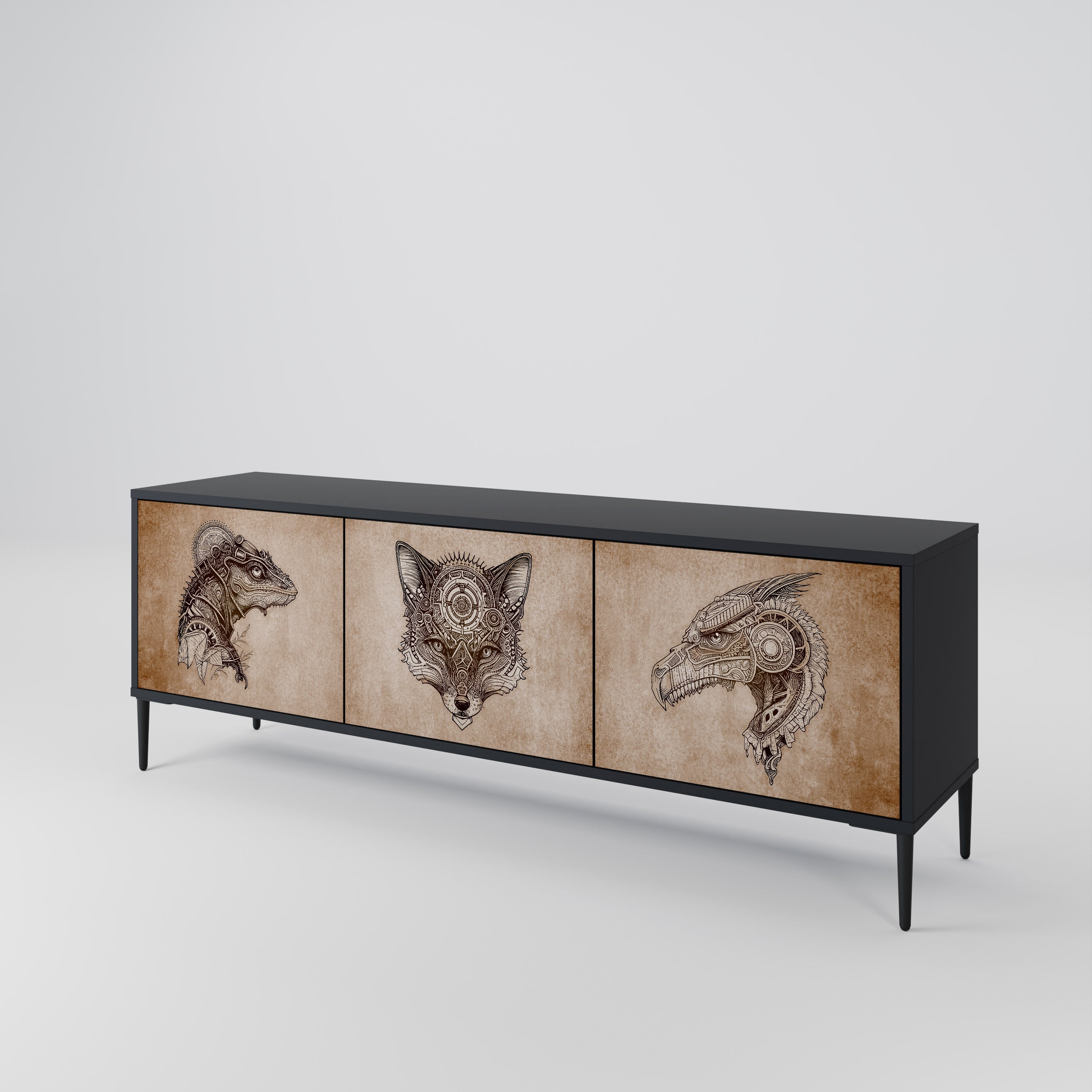 STEAMPUNK CLAN Mueble de TV de 3 Puertas