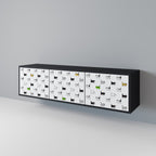 CATS COMPILATION Mueble de TV de 3 Puertas en Acabado Negro