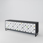 CATS COMPILATION Mueble de TV de 3 Puertas en Acabado Negro