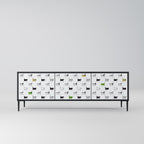 CATS COMPILATION Mueble de TV de 3 Puertas en Acabado Negro