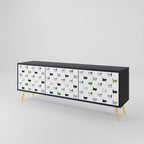 CATS COMPILATION Mueble de TV de 3 Puertas en Acabado Negro