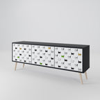 CATS COMPILATION Mueble de TV de 3 Puertas en Acabado Negro