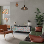 COLORFUL ALPACAS Mueble de TV de 3 Puertas en Acabado Negro