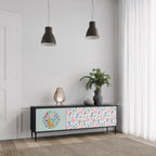 COLORFUL ALPACAS Mueble de TV de 3 Puertas en Acabado Negro