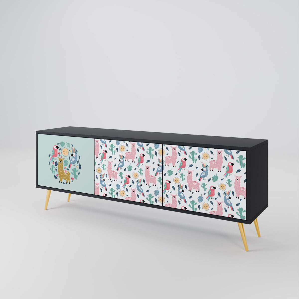 COLORFUL ALPACAS Mueble de TV de 3 Puertas
