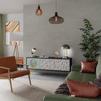 COLORFUL ALPACAS Mueble de TV de 3 Puertas en Acabado Negro