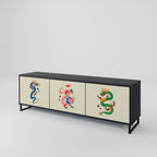 MYTHOLOGICAL CREATURES 3-Door TV Stand in Black Finish