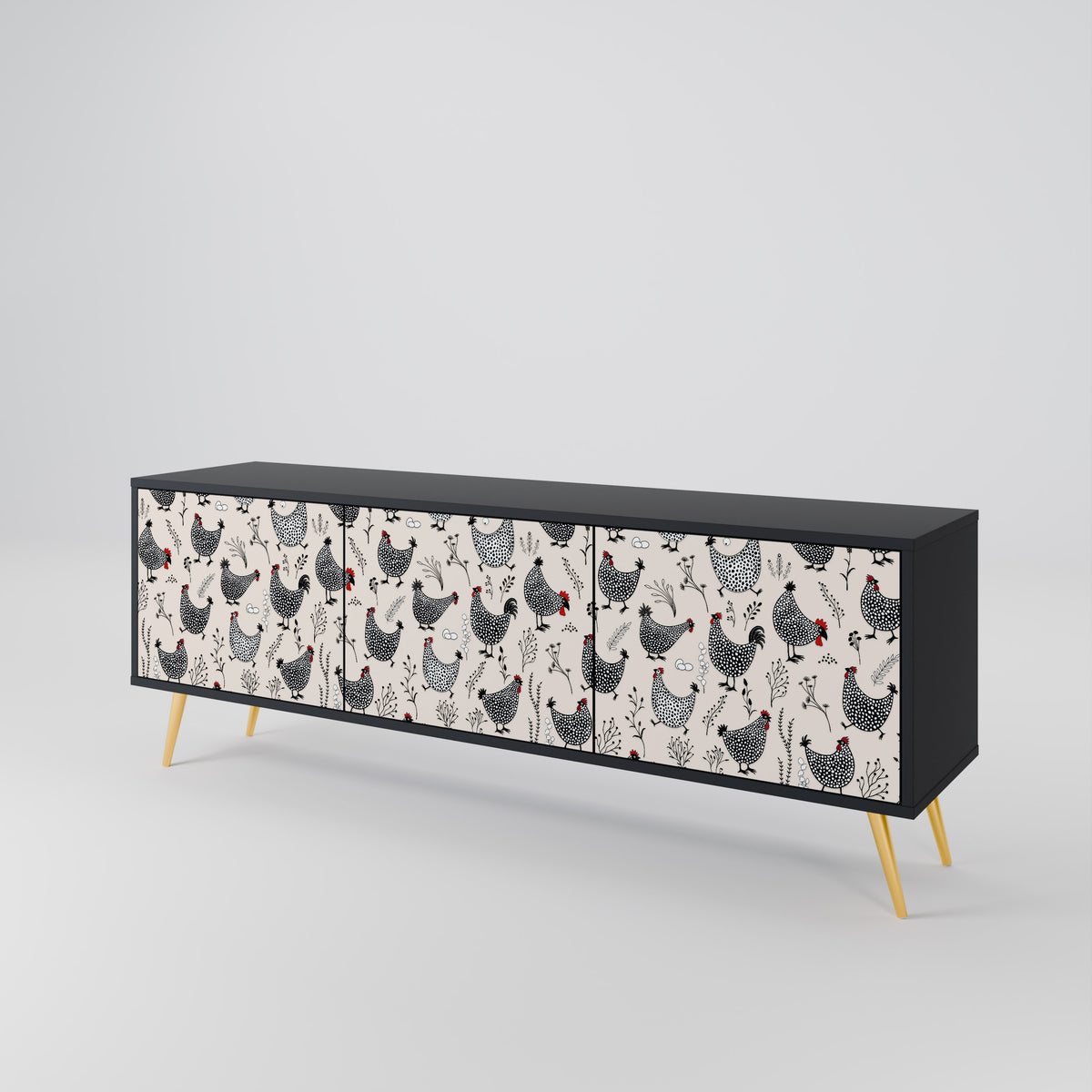 HAPPY HENS 3-Door TV Cabinet